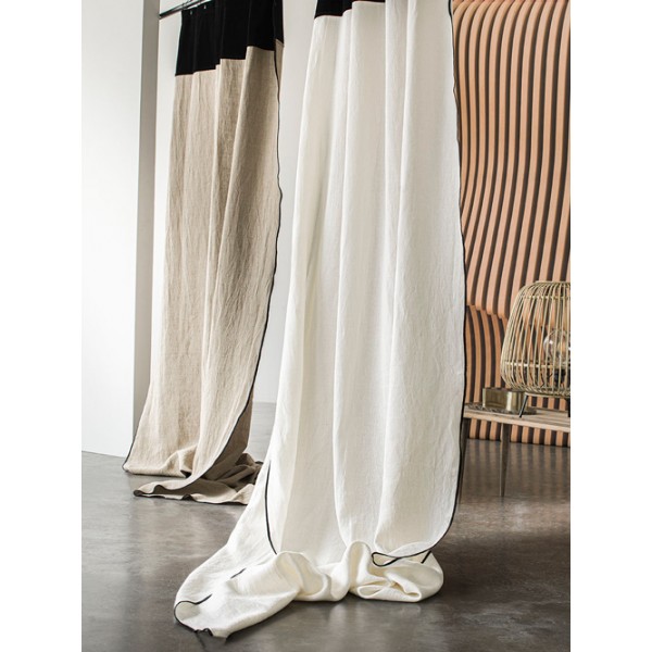 Rideaux En Lin Lave Finition Anneaux Mansa Reve Blanc